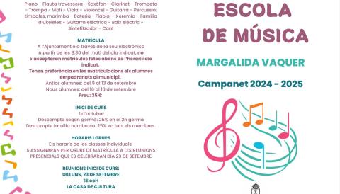 MATRÍCULA ESCOLA DE MÚSICA MARGALIDA VAQUER 2024-2025